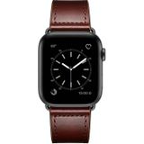 Lederen vervangende horlogeband voor Apple Watch Series 7 45 mm / 6 &amp; SE &amp; 5 &amp; 4 44mm / 3 &amp; 2 &amp; 1 42mm (rode palmolie leder + zwarte gesp)