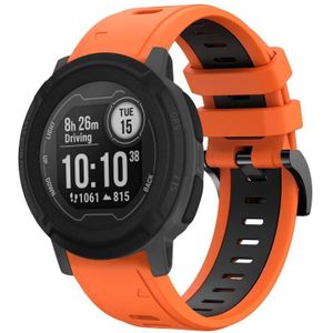 Voor Garmin Instinct 22 mm tweekleurige sport siliconen horlogeband (oranje + zwart)