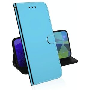 Voor Samsung Galaxy A72 5G Lmitated Mirror Surface Horizontale Flip Leather Case met houder &amp; Kaart Slots &amp; Portemonnee &amp; Lanyard (Blauw)