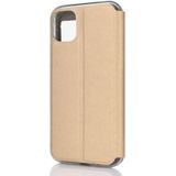 Voor iPhone 11 matte textuur horizontale Flip beugel mobiele telefoon holster venster met beller-ID en metalen knop schuif om te ontgrendelen (goud)