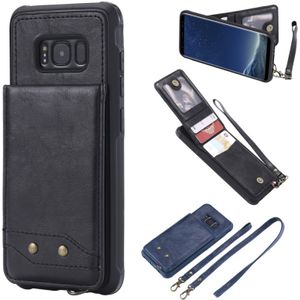 Voor Galaxy S8 Vertical Flip Shockproof Leather Protective Case met Long Rope  Support Card Slots &amp; Bracket &amp; Photo Holder &amp; Wallet Function(Black)