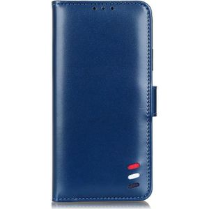 Voor Samsung Galaxy A51 3-kleuren Pearl Texture Magnetic Buckle Horizontale Flip PU Lederen case met kaartslots &amp; portemonnee &amp; houder(blauw)