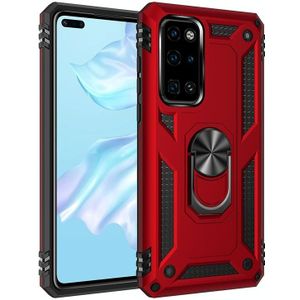 Voor Huawei P40 Schokbestendige TPU + PC Beschermhoes met 360 Graden Roterende Houder (Rood)