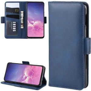 Voor Galaxy S10 5G Double Buckle Crazy Horse Business Mobiele Telefoon Holster met Card Wallet Bracket Functie (Blauw)