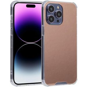 Voor iPhone 14 Pro gegalvaniseerde spiegel acryl vier drop TPU telefoonhoesje (rosé goud)