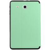 Voor Samsung Galaxy Tab E 9.6 T560 / T561 / T565 / T567V Dual-vouwen Horizontale Flip Tablet Leren Case met Houder (Mint Green)