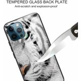 Gehard glas + TPU rand beschermhoes voor iPhone 13 Pro Max (Witte Tijger)