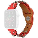 Echt lederen vrouwelijke horlogeband voor Apple Watch Series 7 45mm / 6 &amp; SE &amp; 5 &amp; 4 44mm / 3 &amp; 2 &amp; 1 42mm