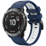 Voor Garmin Fenix 6X26mm tweekleurige sport siliconen horlogeband (middernachtblauw + wit)