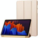 Voor Samsung Galaxy Tab S8 + / S7 + 3-Fold Houder Siliconen Lederen Tablet Case (Goud)