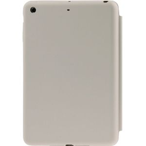 3-vouw Naturally Treated lederen Smart hoesje met slaap / wekker functie &amp; houder voor iPad mini 1 / 2 / 3 (grijs)