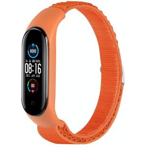 Voor Xiaomi Mi Band 3/4/5/6/7 Nylon Loop Horlogeband (Oranje)
