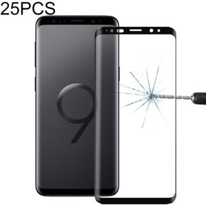 25 stuks voor Galaxy S9 0.33 mm 9H oppervlakte hardheid 3D gebogen rand anti-kras Full Screen HD volledig zelfklevende glas screen protector (zwart)