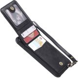 Voor iPhone 8 / 7 Vertical Flip Shockproof Leather Protective Case met Long Rope  Support Card Slots &amp; Bracket &amp; Photo Holder &amp; Wallet Function(Black)