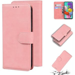 Voor Samsung Galaxy A71 4G Skin Feel Pure Color Flip Leather Telefoon Case (Pink)