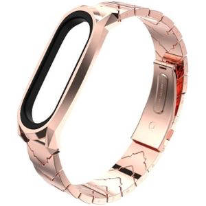 For Xiaomi Mi Band 6 / 5 / 4 / 3 Mijobs GT Metal Stainless Steel V Type Replacement Watchband(Rose Gold)