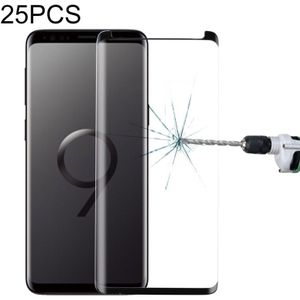 25 stuks voor Galaxy S9 9H oppervlakte hardheid 3D gebogen rand anti-kras niet-full screen HD gehard glas screen protector (zwart)