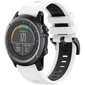 Voor Garmin Fenix 3 Sapphire 26mm tweekleurige sport siliconen horlogeband (wit + zwart)