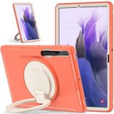 Voor Samsung Galaxy Tab S7 + / S7 FE 12.4 Inch T970 Schokbestendige TPU + PC-beschermende behuizing met 360 graden rotatie Opvouwbare handgreep Grip Houder &amp; Pen Slot (Living Coral)