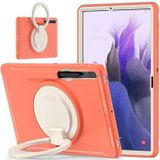 Voor Samsung Galaxy Tab S7 + / S7 FE 12.4 Inch T970 Schokbestendige TPU + PC-beschermende behuizing met 360 graden rotatie Opvouwbare handgreep Grip Houder &amp; Pen Slot (Living Coral)