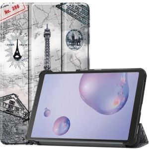 Voor Galaxy Tab A 8.4 (2020) Gekleurde tekening horizontale flip lederen behuizing  met drie-vouwen Houder (Eiffeltoren)