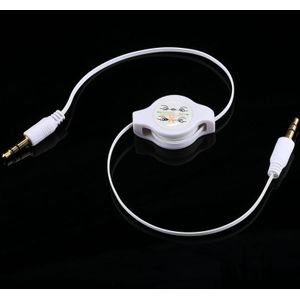 Goud geplateerde 3 5 mm Jack AUX intrekbare kabel voor iPhone / iPod / MP3 speler / mobiele telefoons / andere apparaten met een standaard 3.5mm hoofdtelefoonhefboom  lengte: 11cm (kan worden uitgebreid tot 80cm)  White(White)