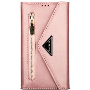 Voor Samsung Galaxy S7 edge Skin Feel Zipper Horizontale Flip Lederen Case met Holder &amp; Card Slots &amp; Photo Frame &amp; Lanyard &amp; Long Rope (Rose Gold)