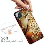 Voor Samsung Galaxy A12 schokbestendig geschilderd transparante TPU beschermende geval (olieverf schilderij Magnolia)