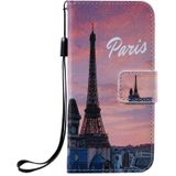 Schilderij horizontale flip lederen geval met houder &amp; kaart slot &amp; Lanyard voor iPhone 12 mini (Eiffeltoren)
