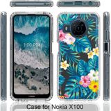 Voor Nokia X100 PC+TPU Transparant Painted Phone Case (Banana Leaf)