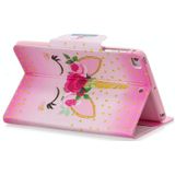 Voor iPad Mini (2019) Painted Pattern Horizontale Flip Lederen Case met Holder &amp; Card Slots &amp; Wallet(Eenhoorn met bloemen)