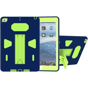 Voor iPad 9 7 (2018) &amp; iPad 9 7 (2017) PC + siliconen Shockproof beschermende backcover kast met houder (Navy)