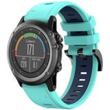 Voor Garmin Fenix 3 Sapphire 26mm tweekleurige sport siliconen horlogeband (mintgroen + blauw)