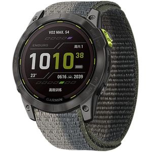 Voor Garmin Fenix 7 Klittenband Nylon Horlogeband (Zwart Grijs)