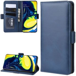Portemonnee staan leer mobiele telefoon geval voor Galaxy A80  met portemonnee &amp; houder &amp; kaartsleuven (donkerblauw)