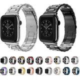 Vouw gespeld 3 kralen roestvrijstalen horlogeband voor Apple Watch Series 7 45 mm / 6 &amp; SE &amp; 5 &amp; 4 44mm / 3 &amp; 2 &amp; 1 42 mm (zwart roze)