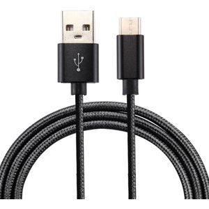 Brei structuur USB naar USB-C / Type-C Data Sync laad Kabel  Kabel Lengte: 2m  Voor Samsung Galaxy S8 &amp; S8 PLUS / LG G6 / Huawei P10 &amp; P10 Plus / Oneplus 5 / Xiaomi Mi6 &amp; Max 2 / en andere Smartphones(zwart)