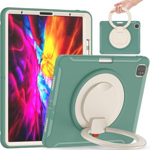Shockproof TPU + PC Protective Case with 360 Degree Rotation Foldable Handle Grip Holder &amp; Pen Slot For iPad Pro 12.9 2020 / 2018(Emmerald Green)