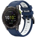 Voor Garmin Enduro 2 26mm tweekleurige sport siliconen horlogeband (middernachtblauw + wit)