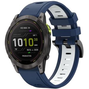 Voor Garmin Enduro 2 26mm tweekleurige sport siliconen horlogeband (middernachtblauw + wit)