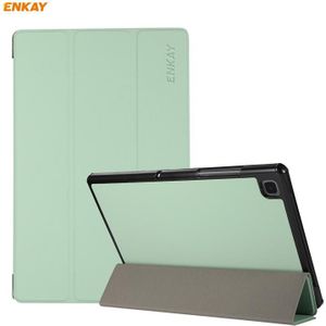 Voor Samsung Galaxy Tab A7 10.4 2020 T500 / T505 ENKAY 3-vouwende huidstructuur Horizontaal Flip PU Leder + PC Smart Case met houder(groen)