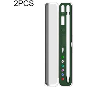 2 PCS Silicone Stylus Storage Box For Apple Pencil 1 / 2(Night Green)