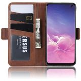 Voor Galaxy S10 5G dubbele Buckle Crazy Horse zakelijke mobiele telefoon holster met kaart portemonnee beugel functie (bruin)