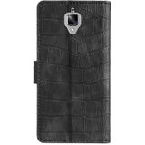 For OnePlus 3 Skin Feel Crocodile Texture Magnetic Clasp Horizontal Flip PU Leather Case with Holder &amp; Card Slots &amp; Wallet(Black)
