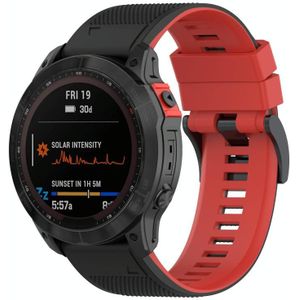Voor Garmin Fenix 7X Tweekleurige siliconen horlogeband (zwart rood)