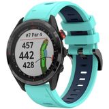 Voor Garmin Approach S62 22mm tweekleurige sport siliconen horlogeband (mintgroen + blauw)