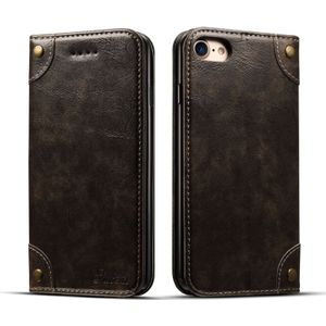Voor iPhone 8/7 barok eenvoudige horizontale Flip lederen draagtas  met houder &amp; kaartsleuven &amp; portemonnee (zwart)