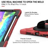 Voor iPad Pro 11 (2020) 360 graden Rotatie Siliconen beschermhoes met houder &amp; handband &amp; longstrap &amp; potloodslot(rood)