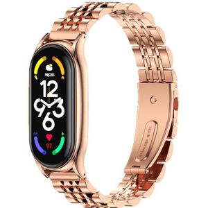 Voor Xiaomi Mi Band 7/7 NFC Mijobs plus metalen roestvrijstalen horlogeband met zeven parel (Rose Gold)