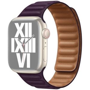 For Apple Watch Series 7 45mm / 6 &amp; SE &amp; 5 &amp; 4 44mm / 3 &amp; 2 &amp; 1 42mm Leather Replacement Strap Watchband (Crimson Cherry)